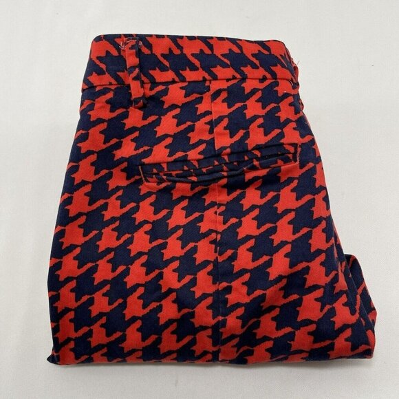 Gap Slim Cropped Houndstooth Pants Skinny Straight Women Size 0 Chino Khaki Red - Picture 1 of 10